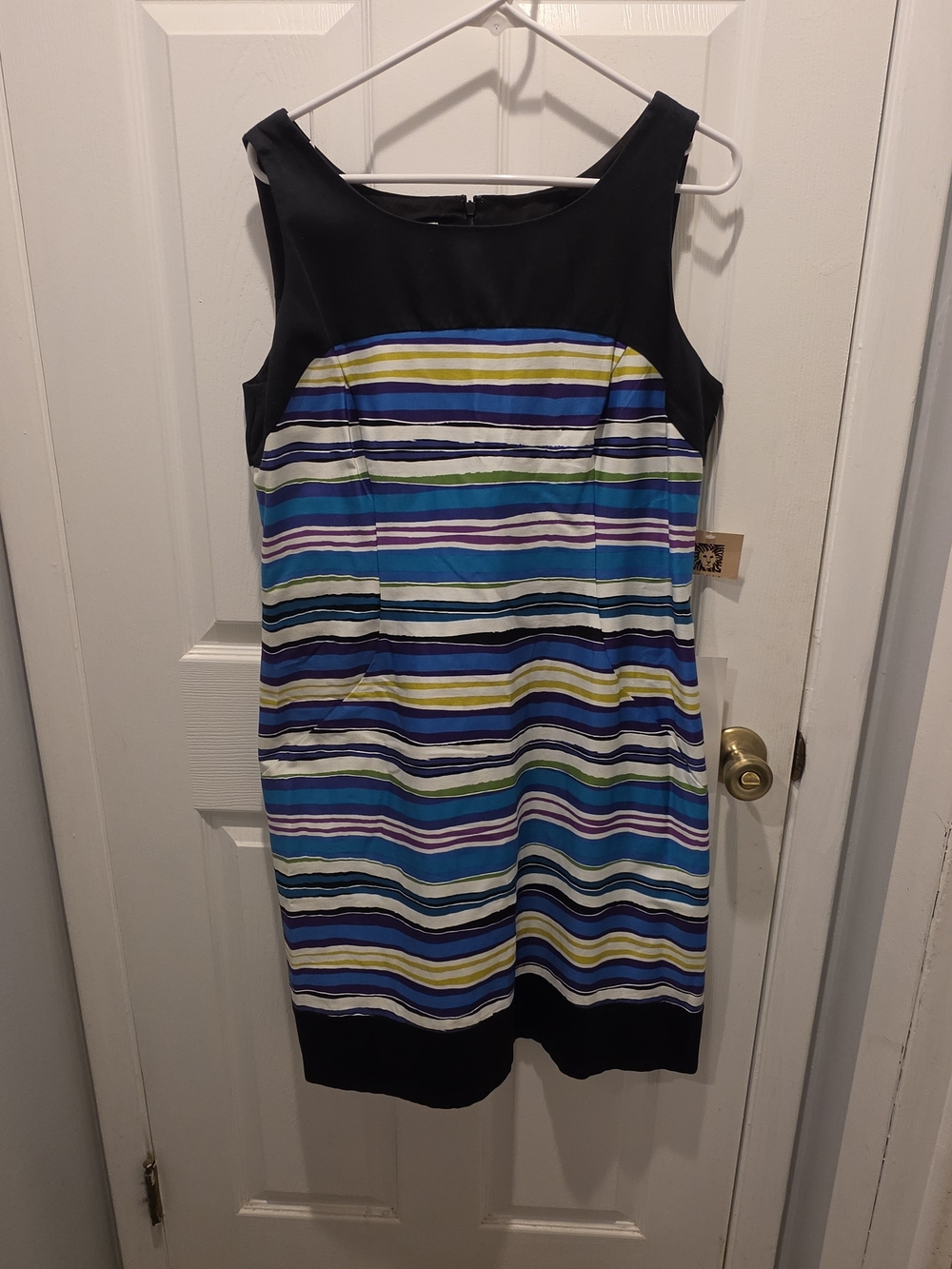 Anne Klein Sleeveless Striped Sheath Dress Multicolor Size 14 Retro Mod Crewneck